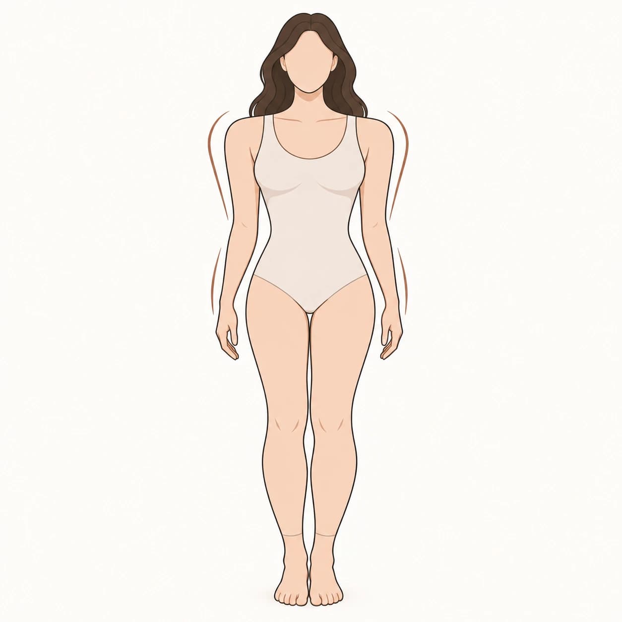 Illustration of a woman with a inverted triangle body shape